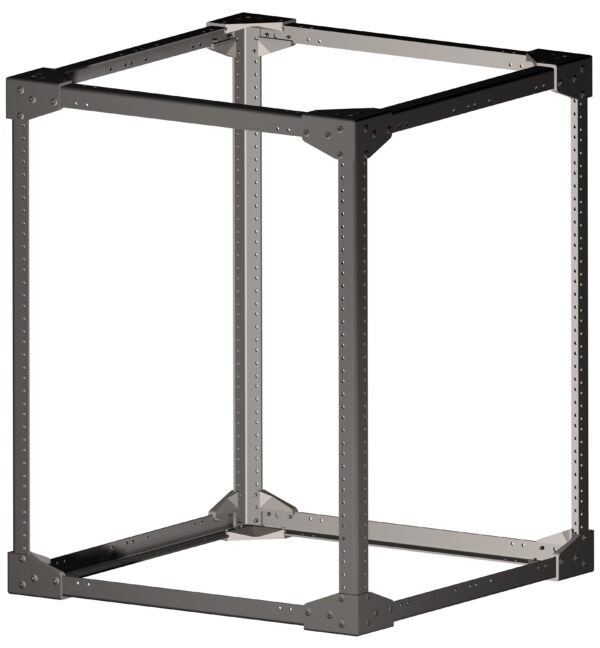 A metal frame with a black background